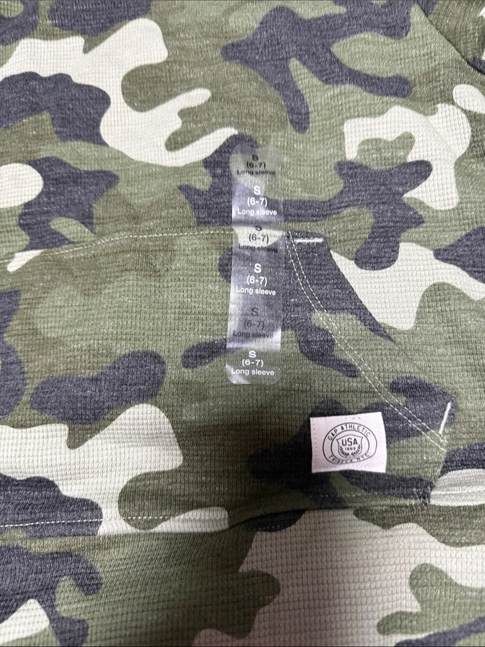 GAP Green Camouflage Kids waffle Hooded Shirt NWT S (6/7)